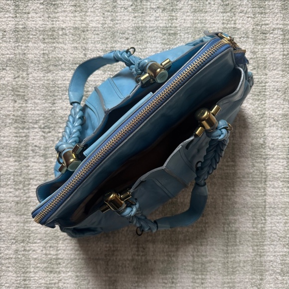 Chloe Heloise Shoulder Bag Light Blue Boho Gold Hardware Braided Handles - Picture 3 of 4